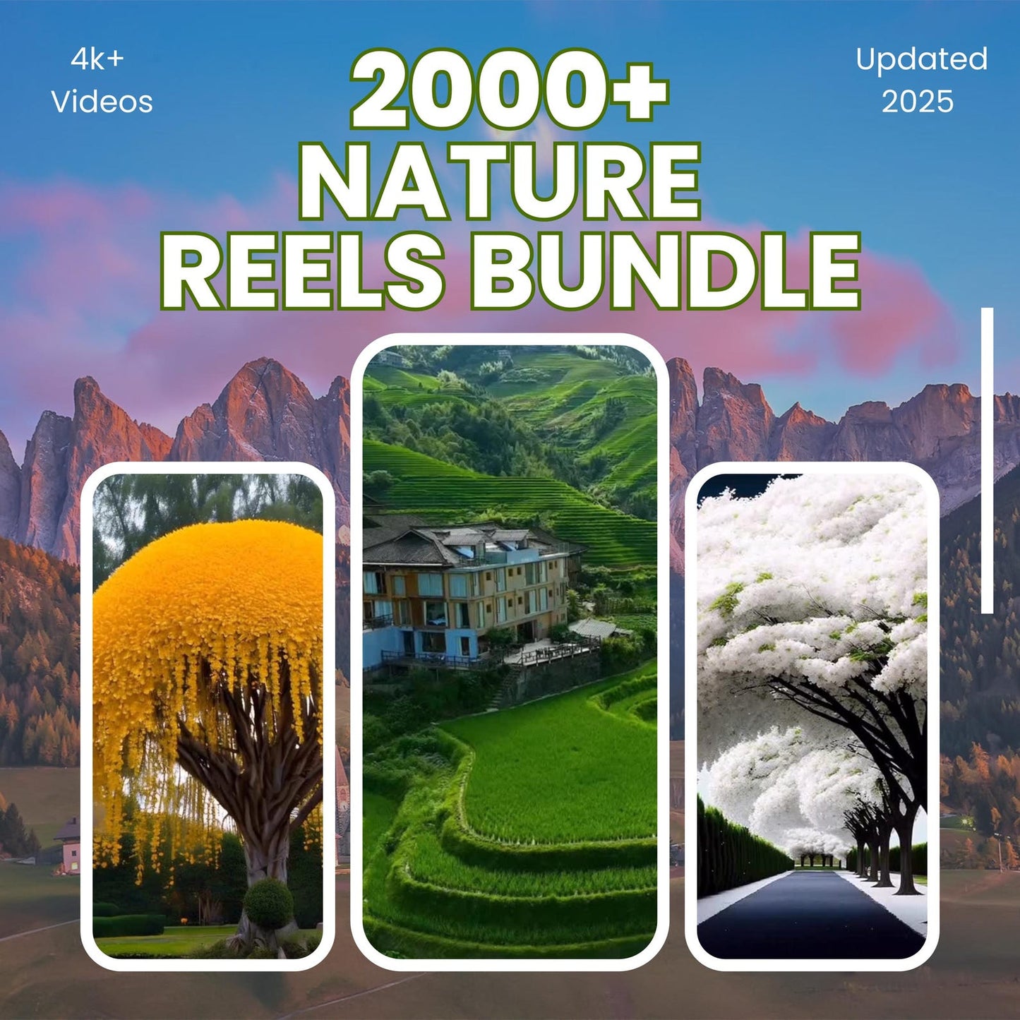 2000+ Nature Reels Bundle | Viral Relaxing Vertical Videos | MRR/PLR | For Reels, TikTok, YouTube Shorts | Instant Download