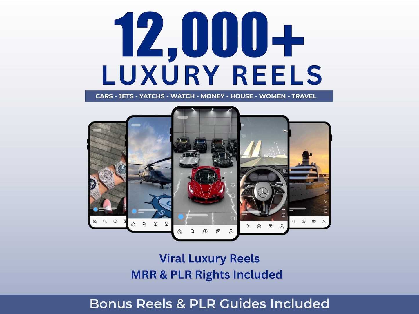 12,000+ Viral Luxury Rich Lifestyle Videos Reels, Cars, Yacht, Plane, Millionaire, TikTok, Instagram, YouTube, Digital Marketing, MRR, PLR