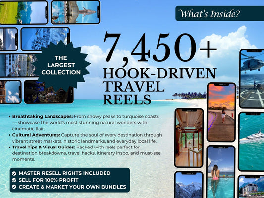 7000+ Luxury Travel Video Reels, Luxury Summer Vacation Reels, Travel Reels Video Bundle Stock Footage with MRR & PLR Master Resell Rights