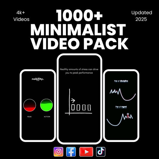 1000+ Minimalist Visuals Video Pack | Dan Koe Style Videos | TikTok & IG Shorts Bundle | Viral Faceless Black White Video Pack