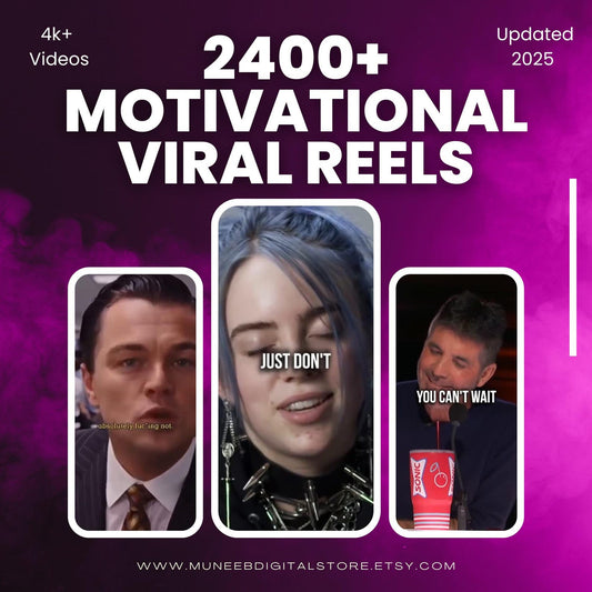 2400+ Motivational Reels Bundle | Viral TikTok Instagram YouTube Shorts | Faceless MRR + PLR | Editable Canva Templates