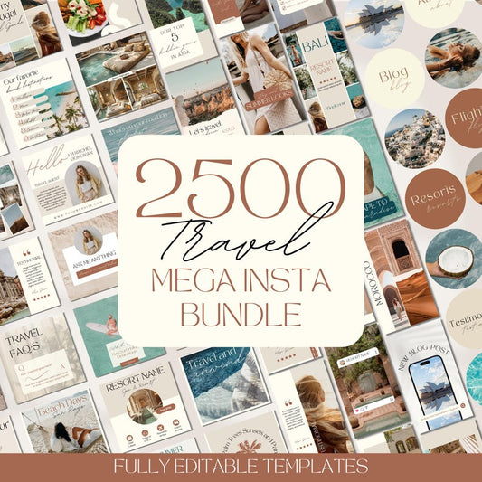 Travel Instagram Bundle Templates, Travel Agent Social Media, Instagram Canva Template, Blogger Holiday Content, Agency Marketing Post Reel